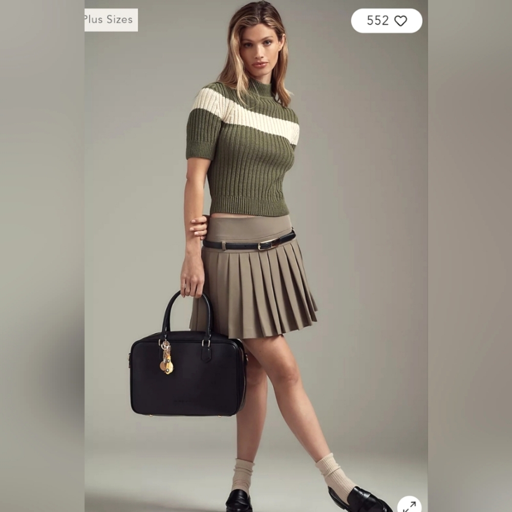 🌷 Anthropologie Pilcro Striped Short Sleeve Mock-Neck Jumper